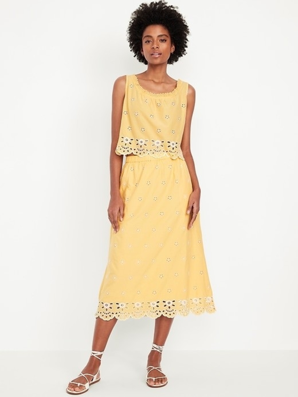 Old Navy Yellow Tank Top with Eyelet Detail
